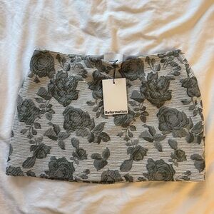 Reformation Gray Floral Skirt